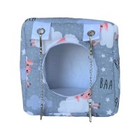Теплий будиночок для гризунів з принтом Баранчики розмір S (15x15x15 см.)