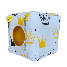 Теплий будиночок для гризунів з принтом Корони розмір M (20x20x20 см.)